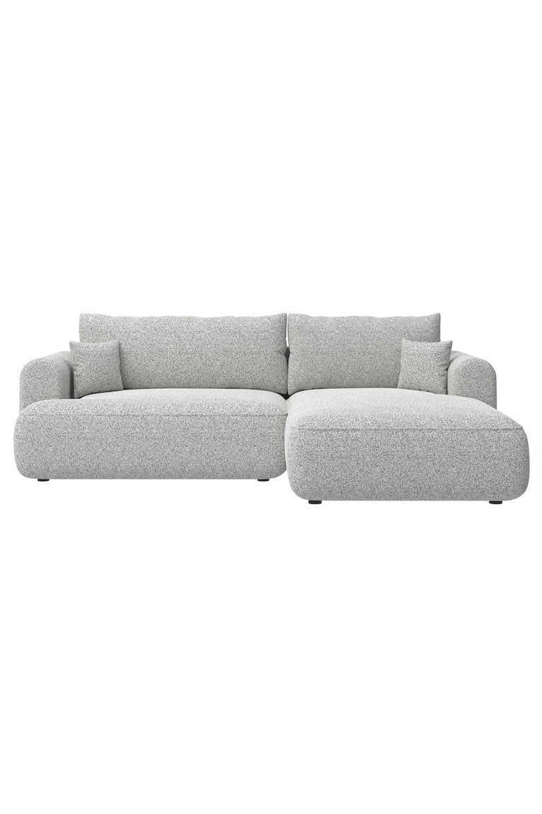 Kampinė sofa CORMAC, šviesiai pilkas pintas audinys