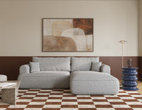 Kampinė sofa CORMAC, šviesiai pilkas pintas audinys