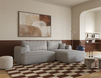Kampinė sofa CORMAC, šviesiai pilkas pintas audinys