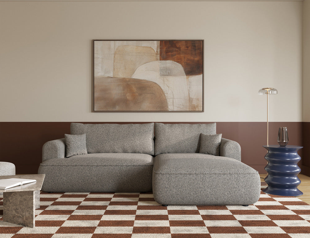 Kampinė sofa CORMAC, tamsiai smėlinis pintas audinys