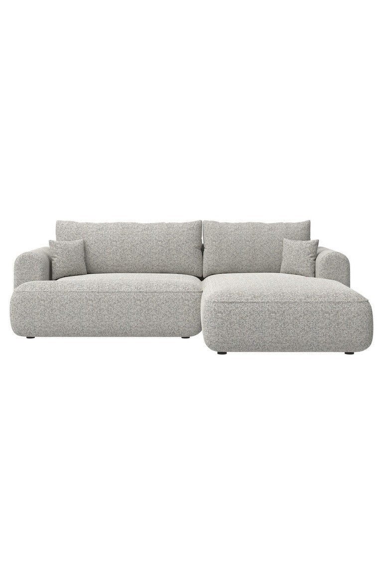Kampinė sofa CORMAC, pilkai smėlinis pintas audinys