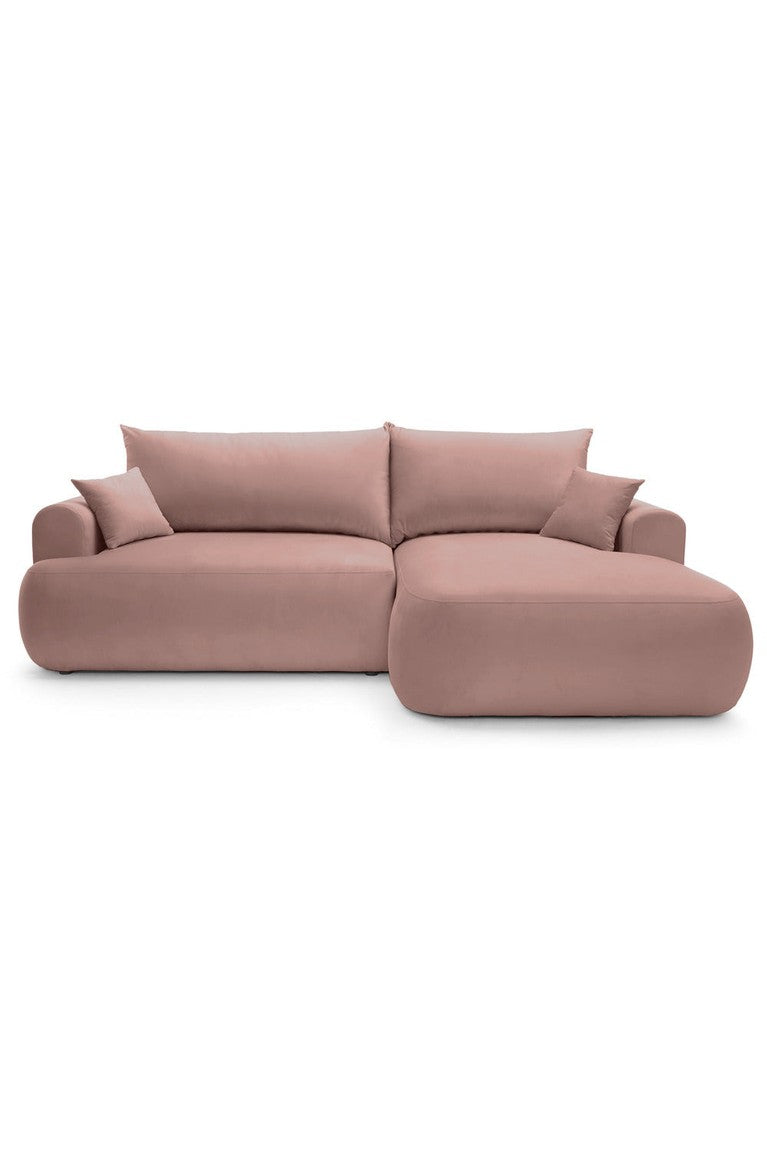 Kampinė sofa CORMAC, rožinė, dešinė