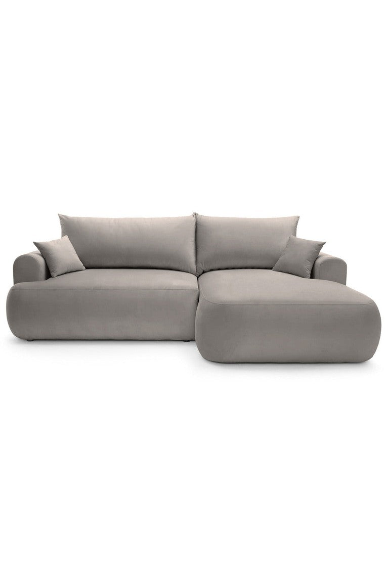 Kampinė sofa CORMAC, šviesiai pilkas veliūras