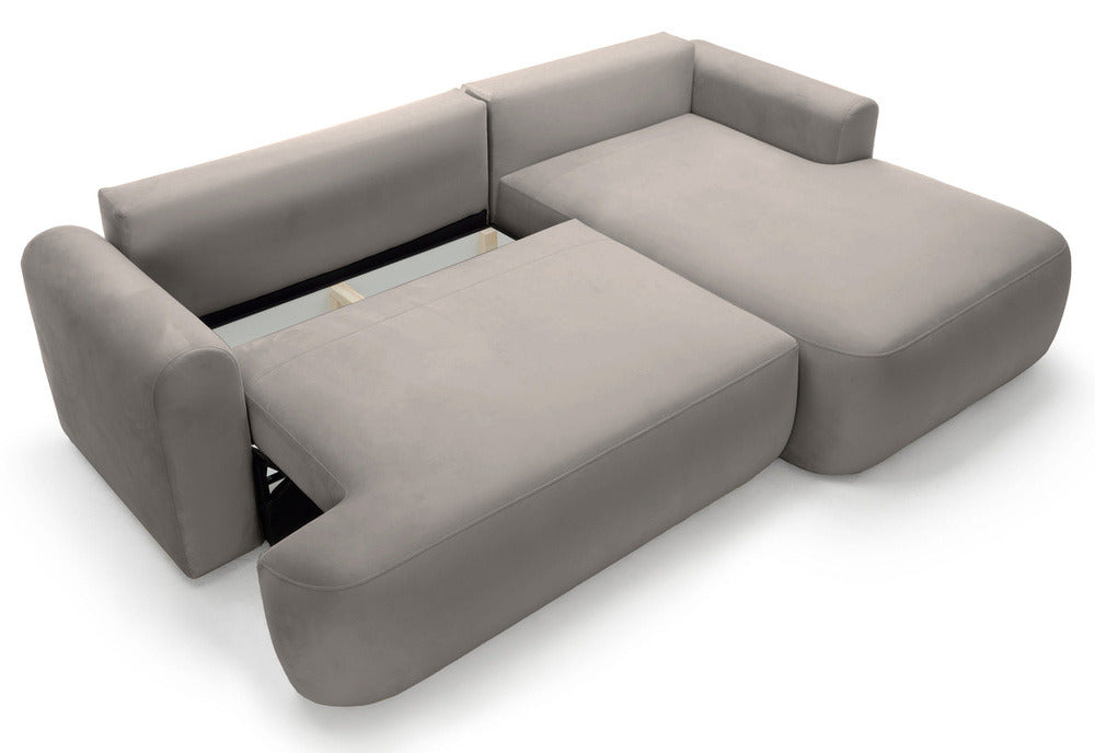 Kampinė sofa CORMAC, šviesiai pilkas veliūras