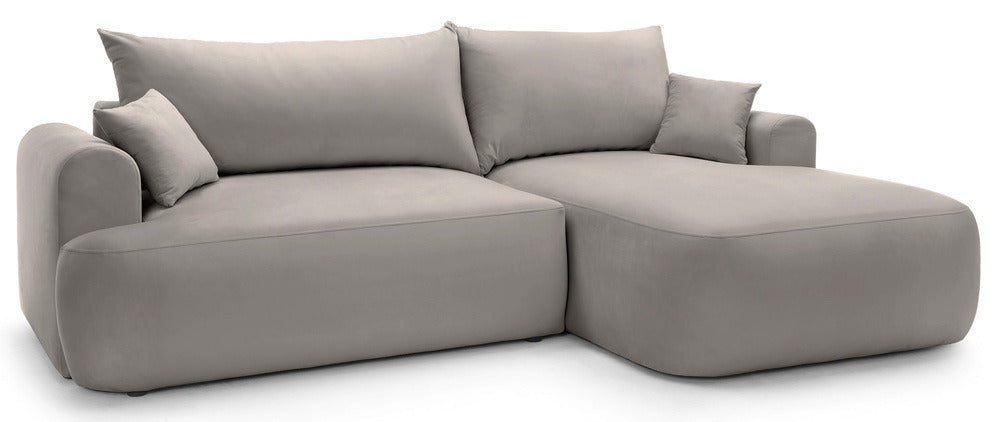 Kampinė sofa CORMAC, šviesiai pilkas veliūras