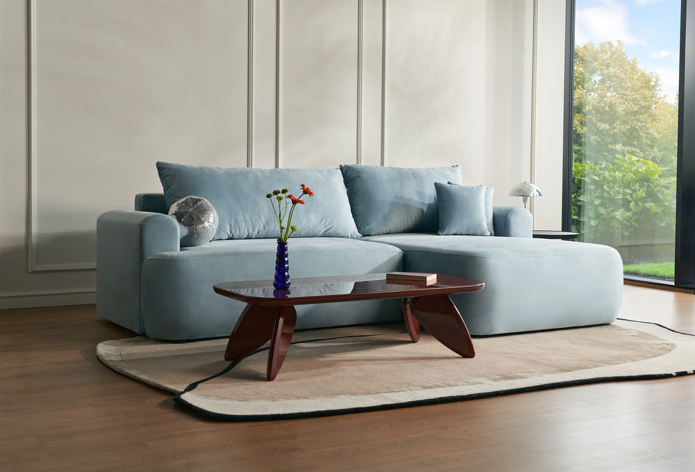 Kampinė sofa CORMAC, mėlynas, dešinė