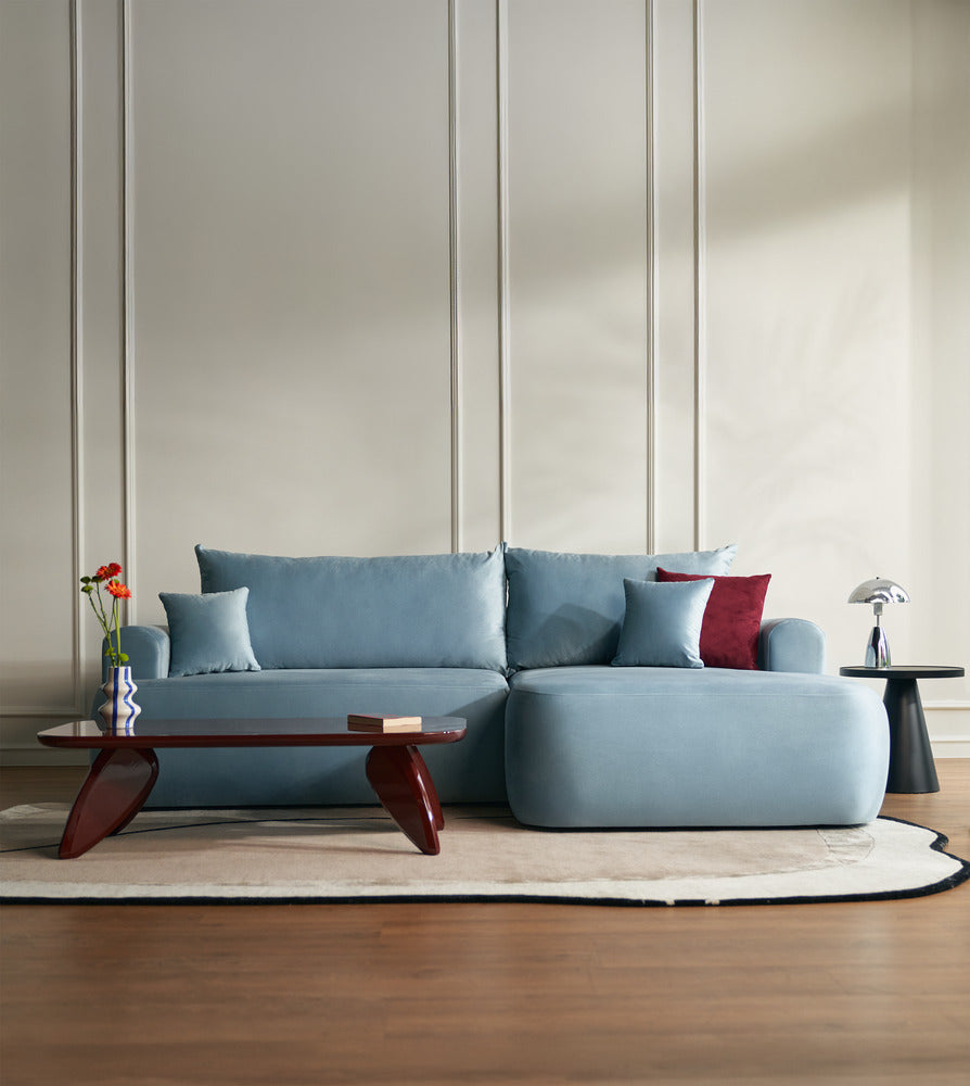 Kampinė sofa CORMAC, mėlynas, dešinė