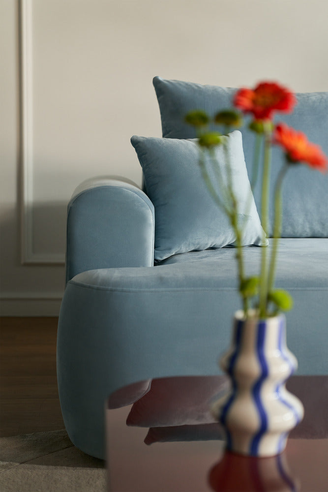 Kampinė sofa CORMAC, mėlynas, dešinė