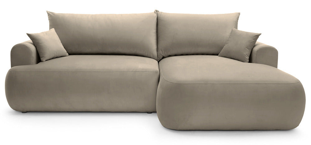 Kampinė sofa CORMAC, pilkai smėlinis veliūras