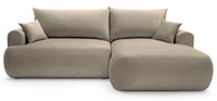 Kampinė sofa CORMAC, pilkai smėlinis veliūras