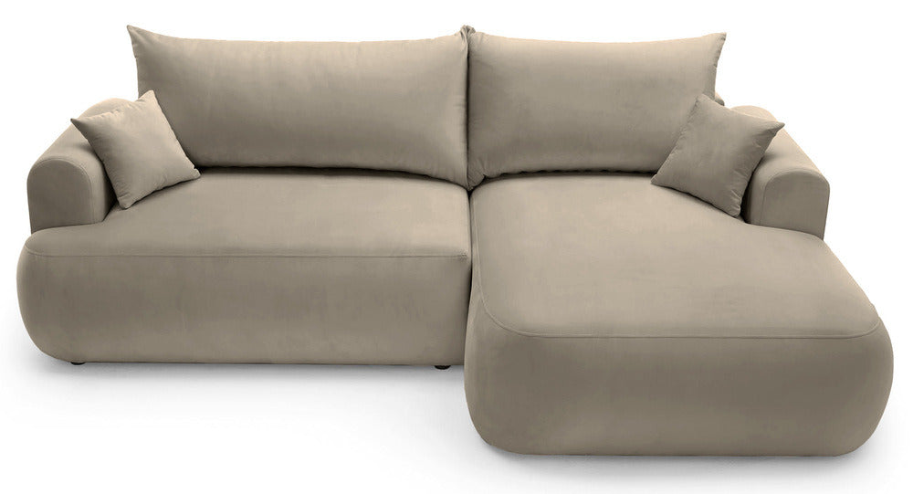 Kampinė sofa CORMAC, pilkai smėlinis veliūras