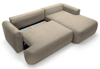 Kampinė sofa CORMAC, pilkai smėlinis veliūras
