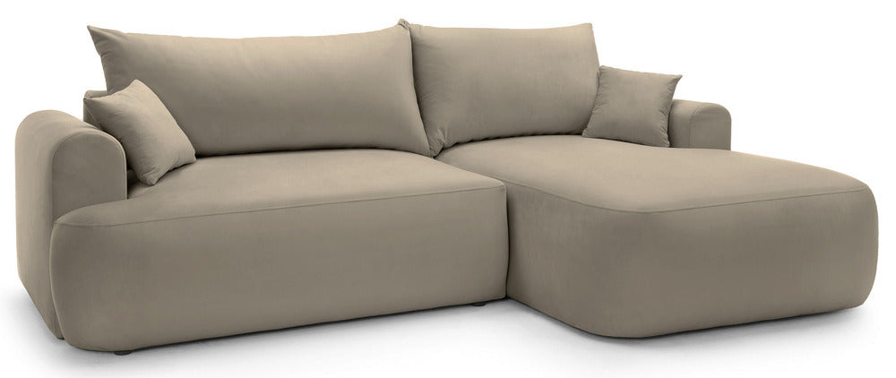 Kampinė sofa CORMAC, pilkai smėlinis veliūras