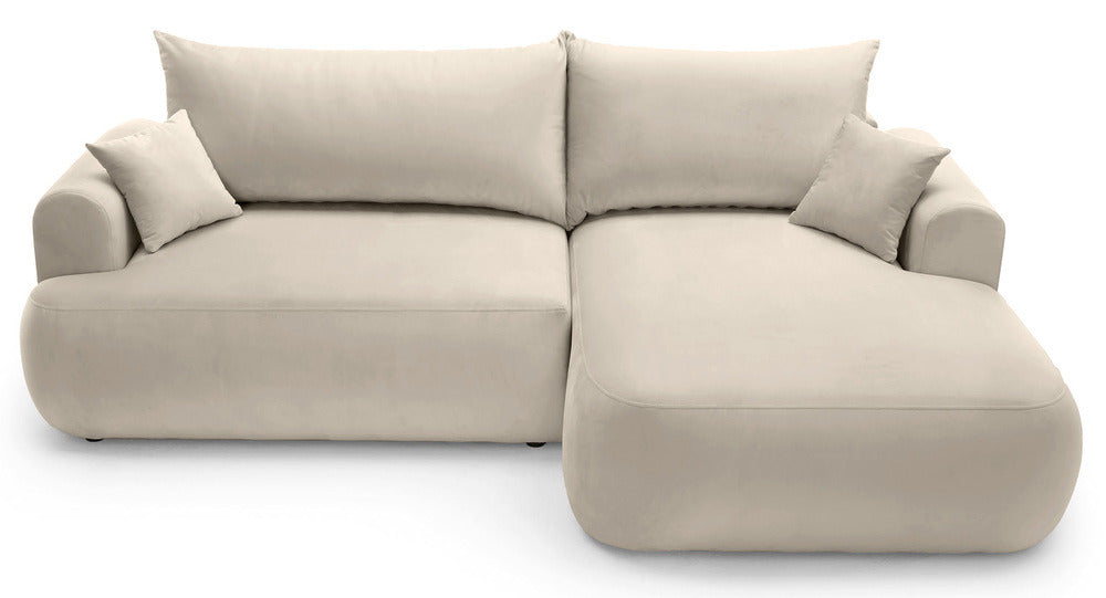 Kampinė sofa CORMAC, šviesiai smėlinis veliūras