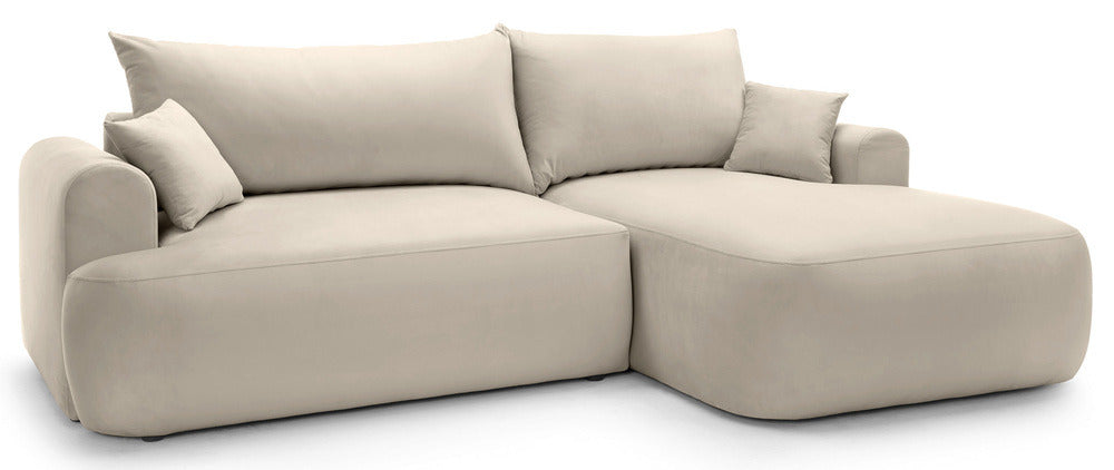Kampinė sofa CORMAC, šviesiai smėlinis veliūras
