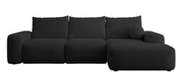 Kampinė sofa LIVA, juoda šenilas, su kamuoliuku, Moly 99