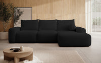 Kampinė sofa LIVA, juoda šenilas, su kamuoliuku, Moly 99