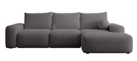 Kampinė sofa LIVA, tamsiai pilkas šenilas, su kamuoliuku, Moly 85