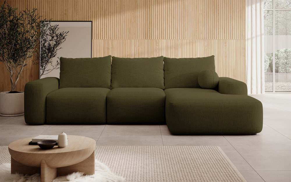 Kampinė sofa LIVA, alyvuogių, dešinė