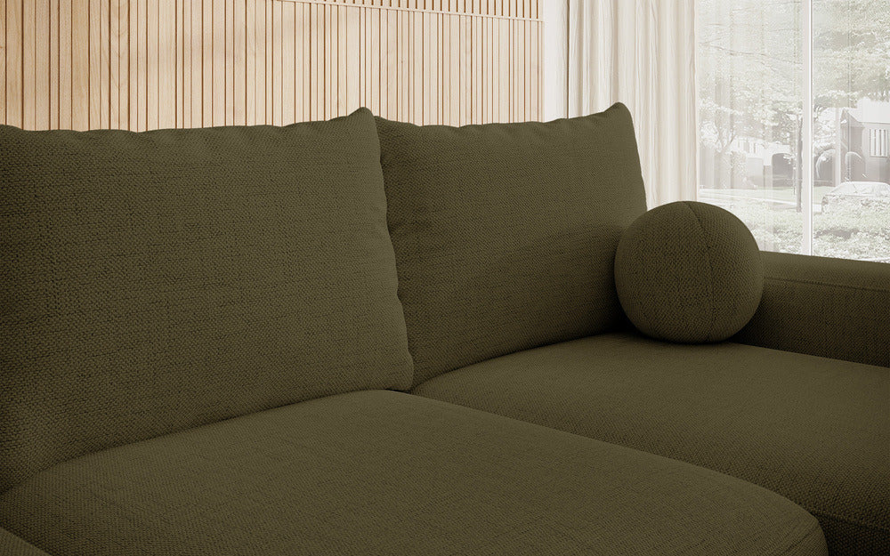 Kampinė sofa LIVA, alyvuogių, dešinė