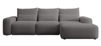 Kampinė sofa LIVA, tamsiai pilkas šenilas, su juosmens pagalvėmis, Moly 85