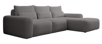Kampinė sofa LIVA, tamsiai pilkas šenilas, su juosmens pagalvėmis, Moly 85