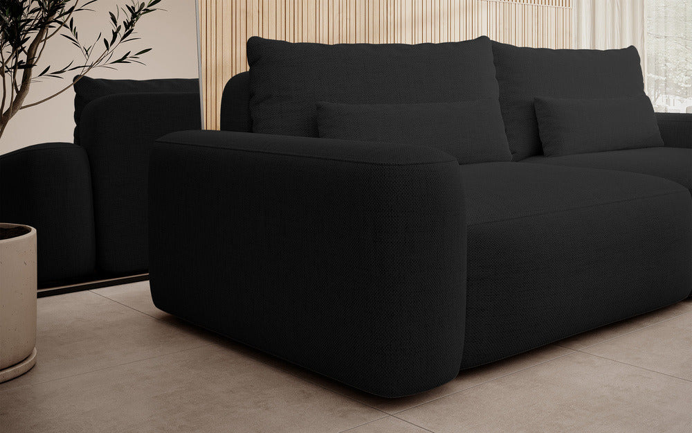 Sofa-lova LIVA, juoda šenilas