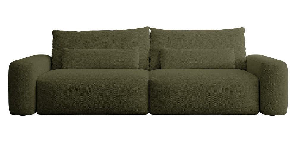 Sofa-lova LIVA, alyvuogių, žalias šenilas
