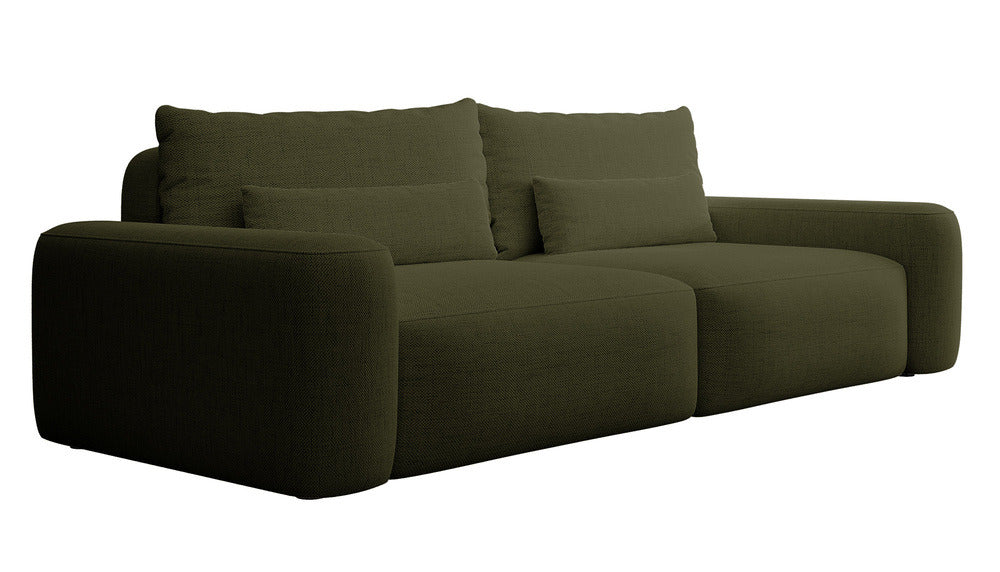 Sofa-lova LIVA, alyvuogių, žalias šenilas