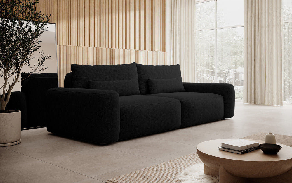 Sofa-lova LIVA, juoda bouclé