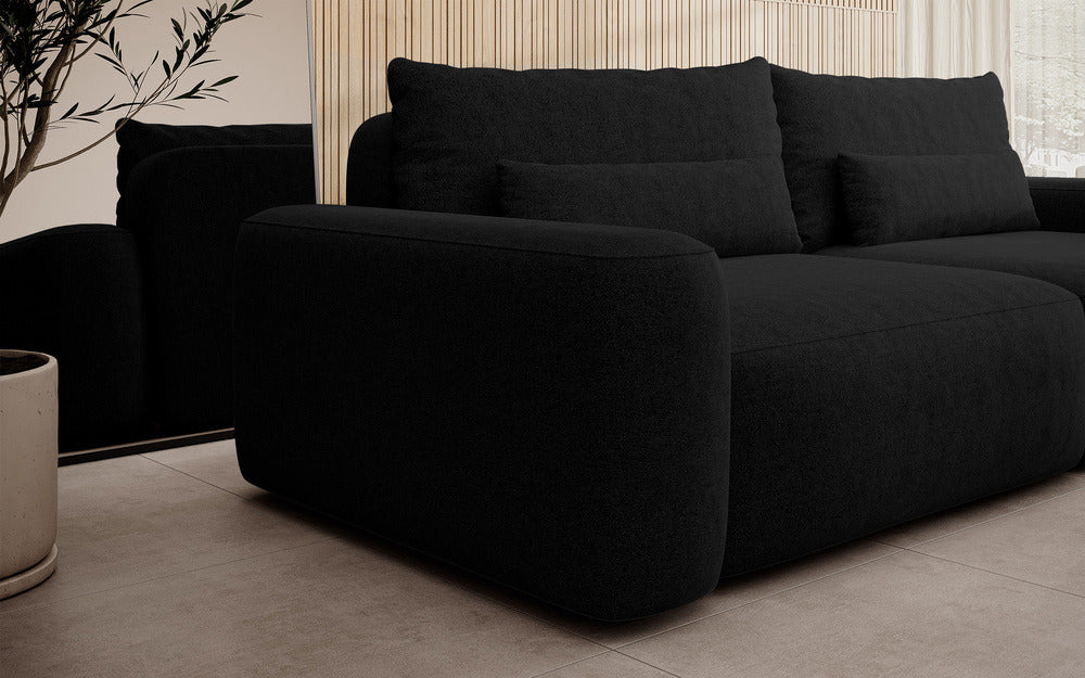Sofa-lova LIVA, juoda bouclé