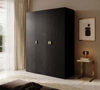 Spinta IMOGEN, juoda, 150 cm, su lentynomis
