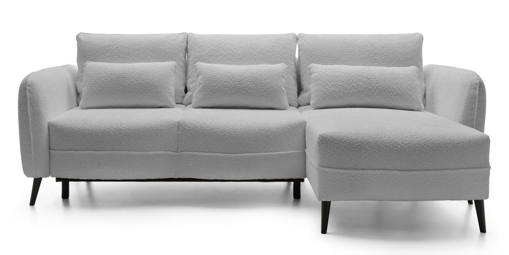Kampinė sofa MILA, šviesiai pilka bouclé