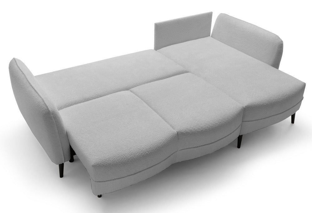 Kampinė sofa MILA, šviesiai pilka bouclé