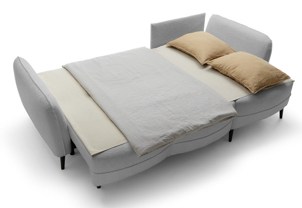 Kampinė sofa MILA, šviesiai pilka bouclé