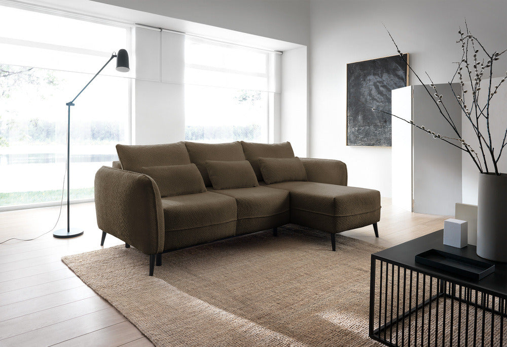 Kampinė sofa MILA, rudas, dešinė