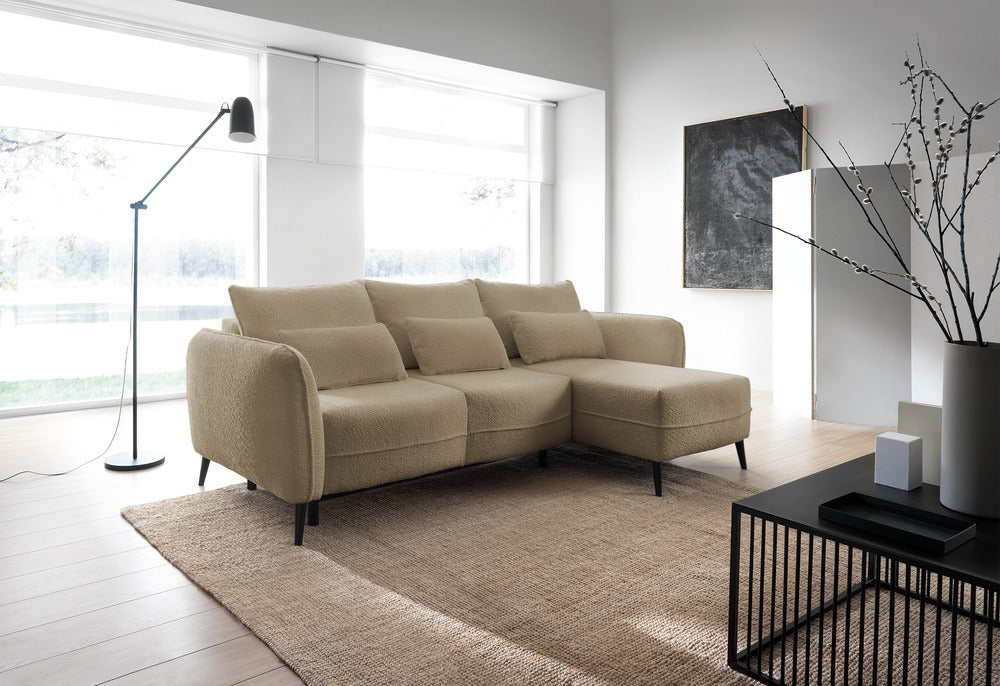 Kampinė sofa MILA, smėlinė, dešinė