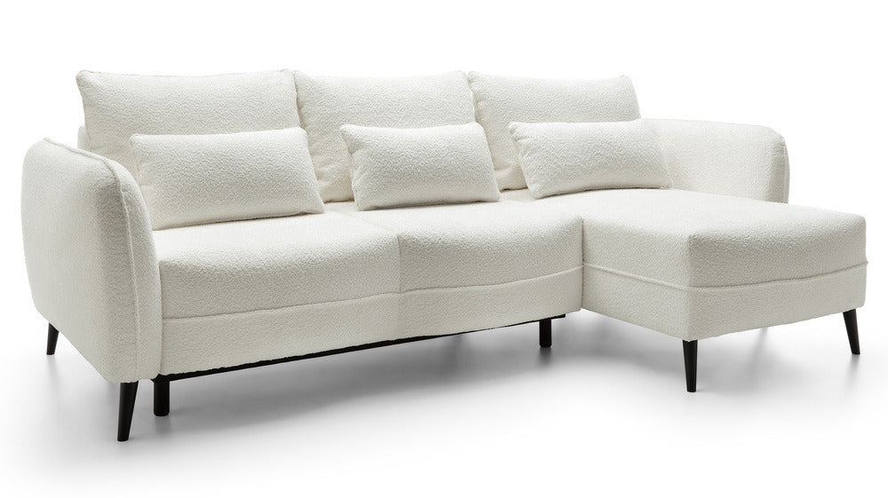 Kampinė sofa MILA, kreminė, dešinė