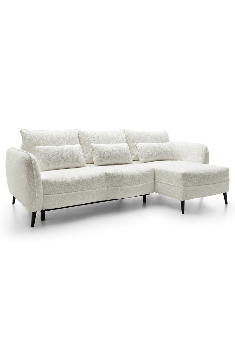 Kampinė sofa MILA, kreminė, dešinė