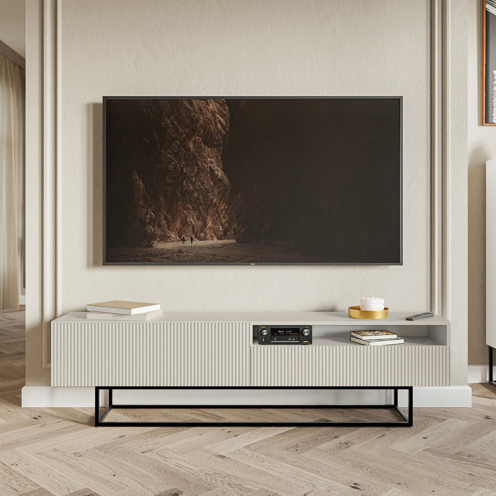 TV spintelė GREYA, pilka, 175 cm, juodos kojos, 2