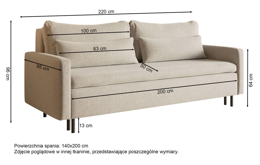 Sofa-lova EDENA, kreminis šenilas, Wind