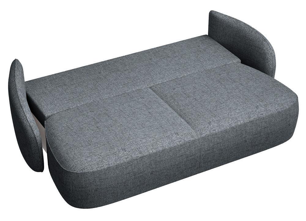 Sofa-lova EAMON, tamsiai pilkas pintas audinys, išskleidžiama