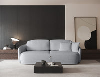 Sofa-lova EAMON, šviesiai pilkas pintas audinys, išskleidžiama