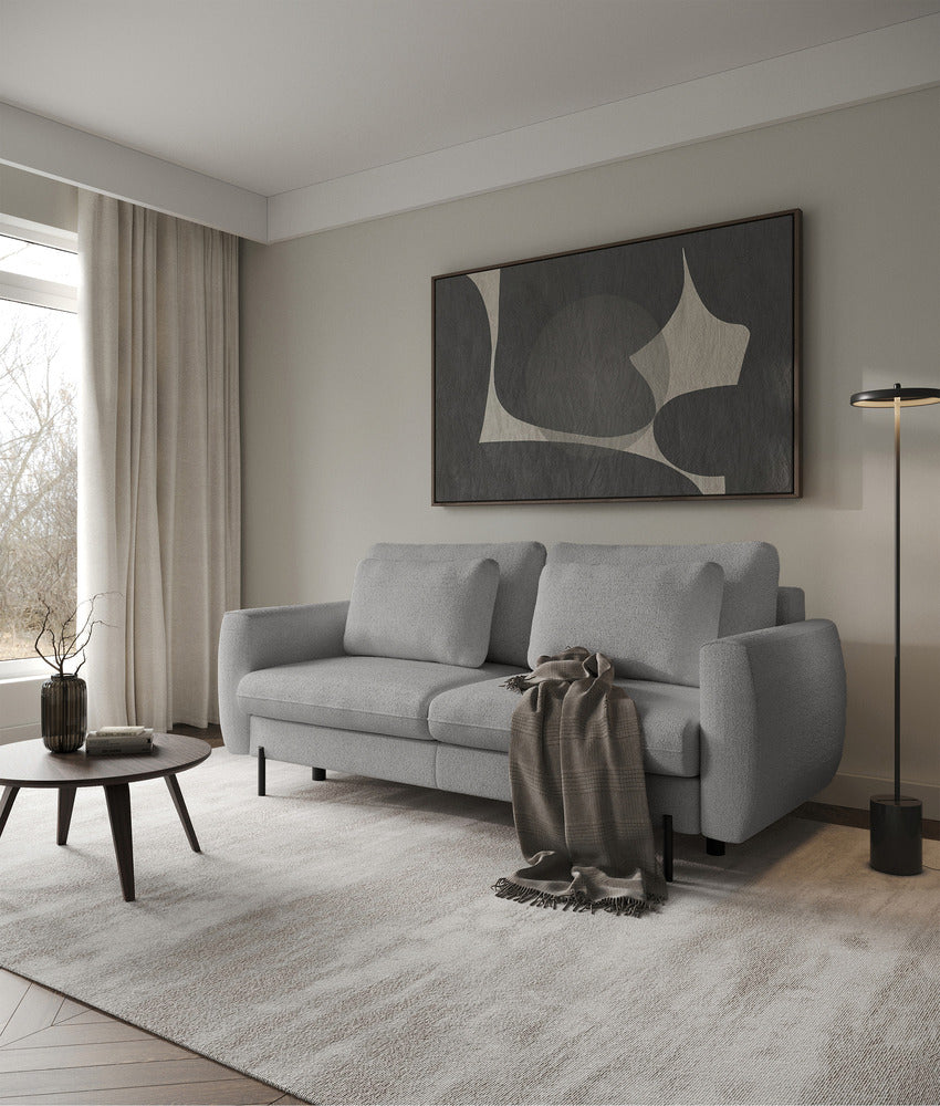Sofa-lova SEANE, pilka bouclé