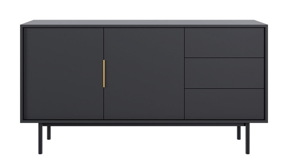 Komoda NOLAH, 154 cm, juoda, durys