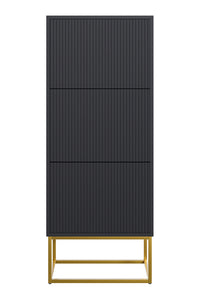 Batų spintelė GREYA, juoda, 50 cm, auksinės kojos