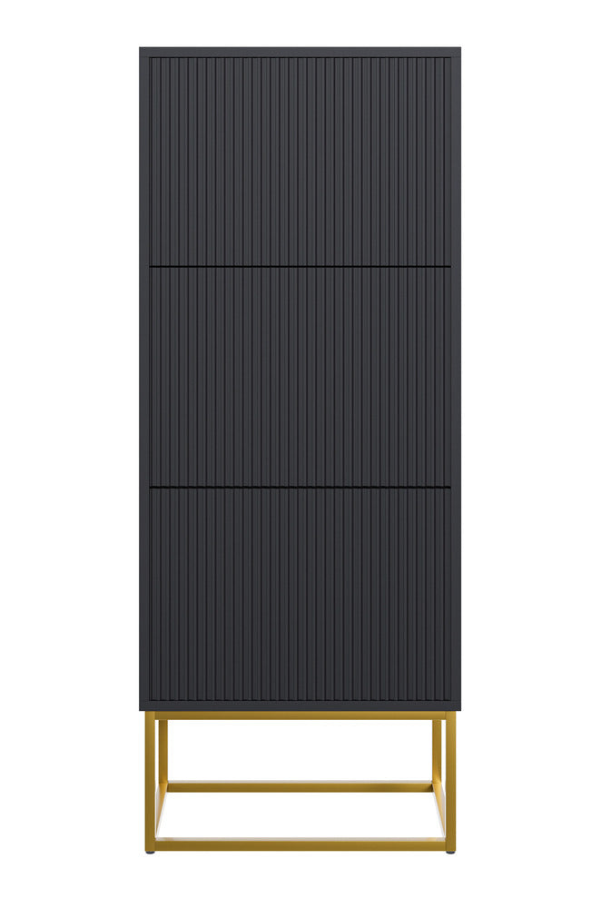 Batų spintelė GREYA, juoda, 50 cm, auksinės kojos