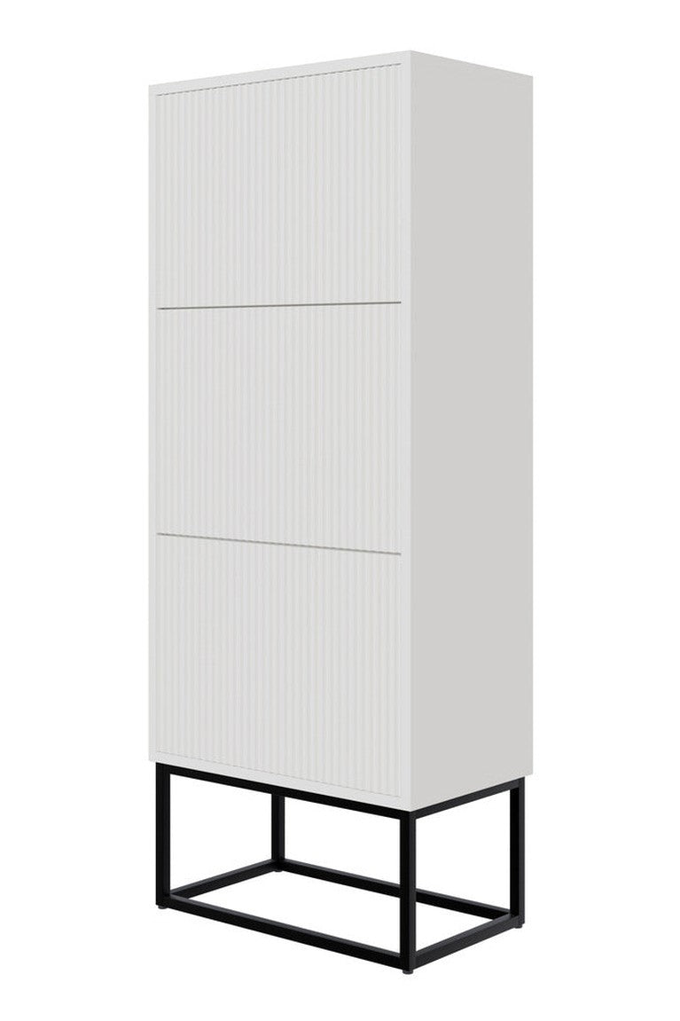 Batų spintelė GREYA, balta, 50 cm, juodos kojos