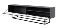 TV spintelė GREYA, juoda, 175 cm, juodos kojos