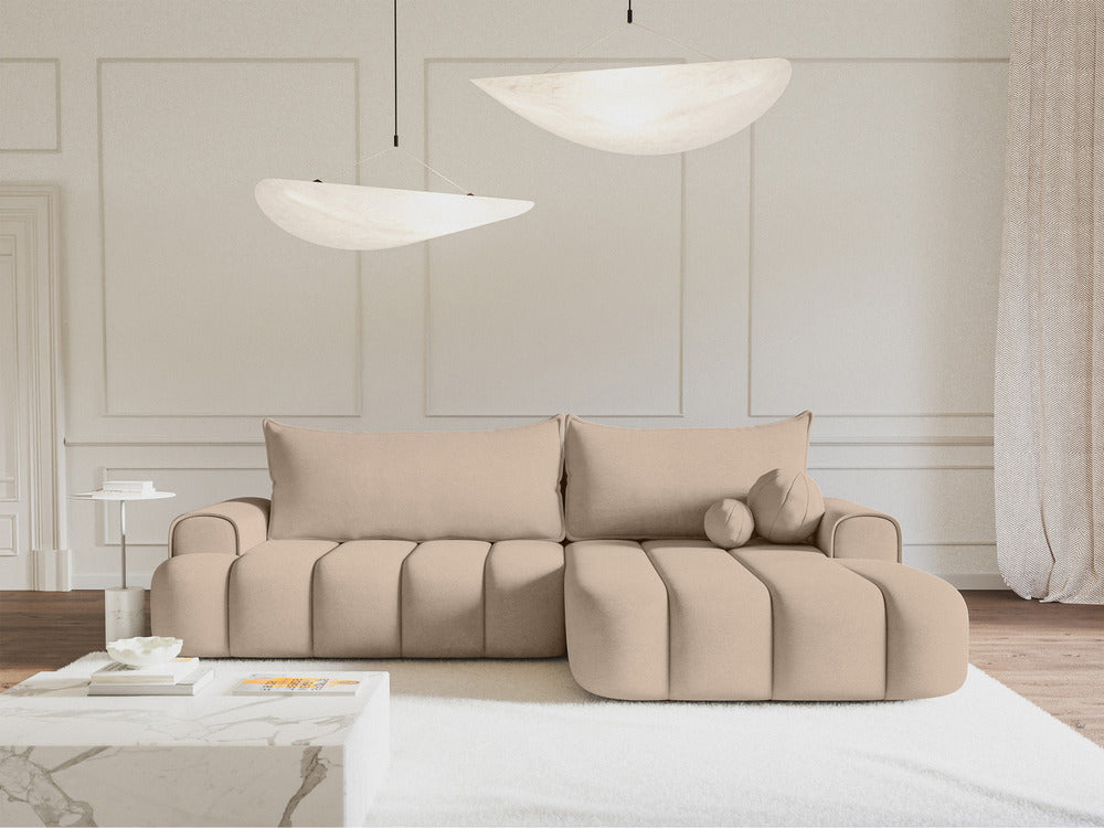 Kampinė sofa ELIN, smėlinis veliūras